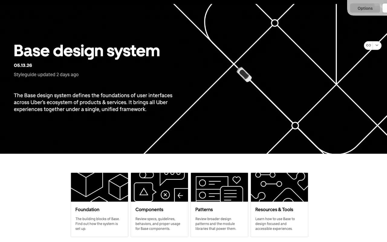 Anteprima di Base, design system di Uber