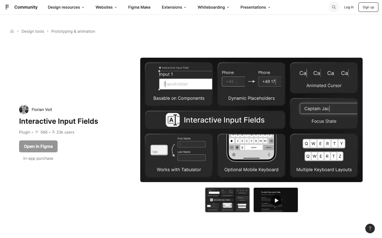 Anteprima di Interactive Input Field, plugin Figma