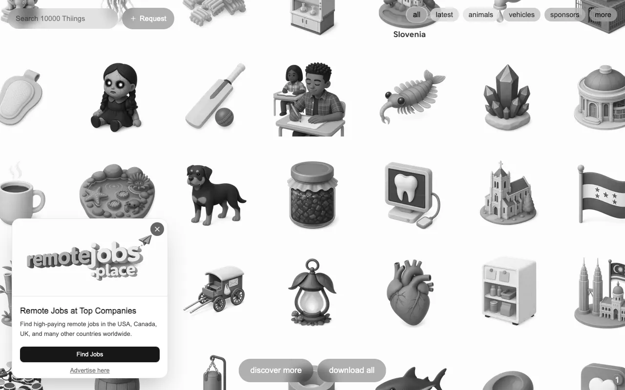 Anteprima di Thiings.co, raccolta di migliaia di icone inedite 3D