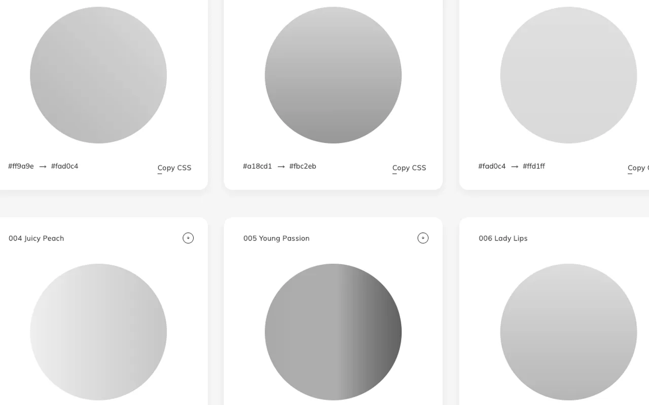 Anteprima di WebGradients, raccolta di sfumature